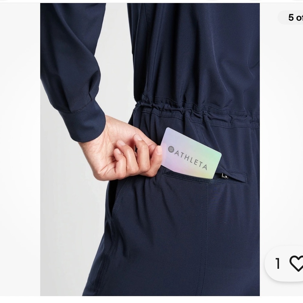 Athleta Blue zuma lightweight travel quick dry Jumpsuit Relaxed Fit - Picture 7 of 16
